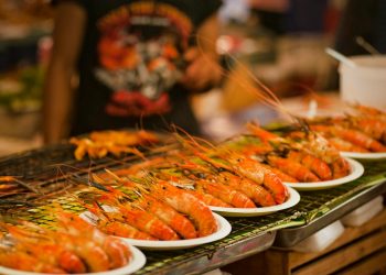 Pile of Shrimps on Plates