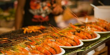 Pile of Shrimps on Plates