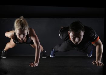 man, woman, push-ups