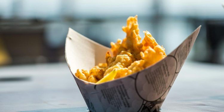 Fish & Chips Served in a "Boat" in Steveston, BC, Canada