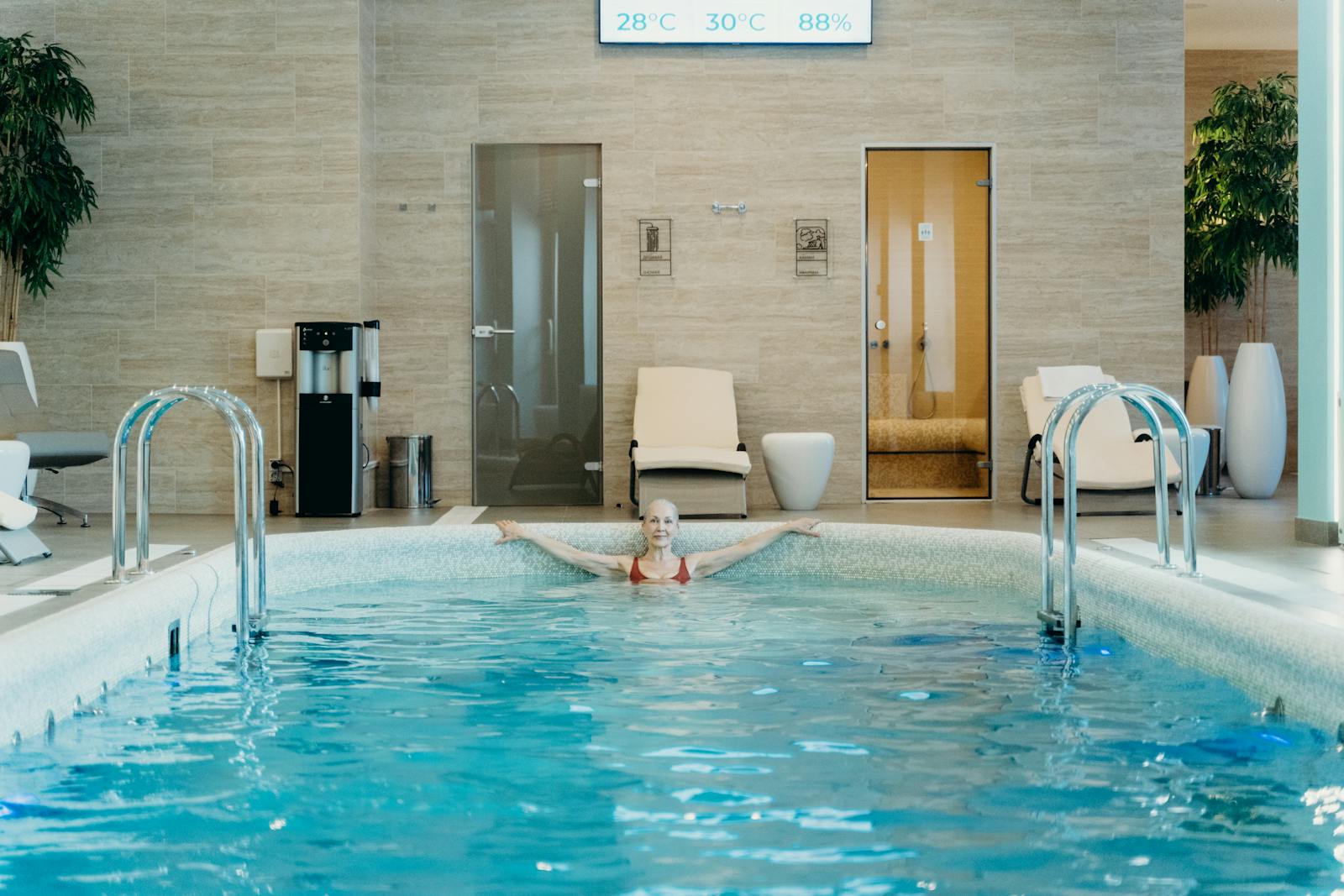 A Woman Swimming in the Pool