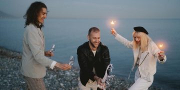 A Group of Friends Celebrating at the Beach