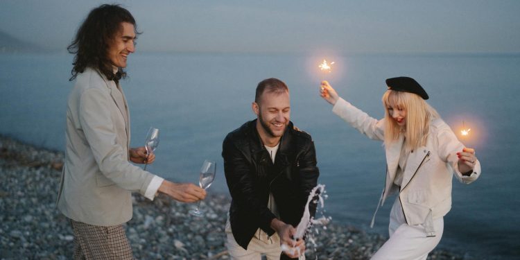 A Group of Friends Celebrating at the Beach
