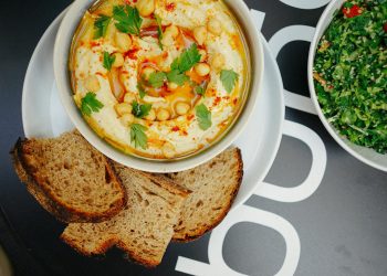 Hummus on White Ceramic Bowl