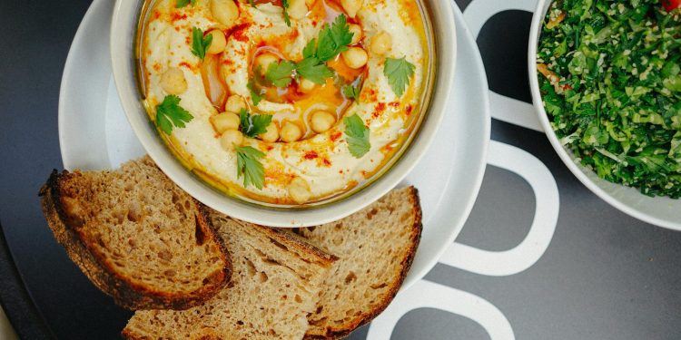 Hummus on White Ceramic Bowl