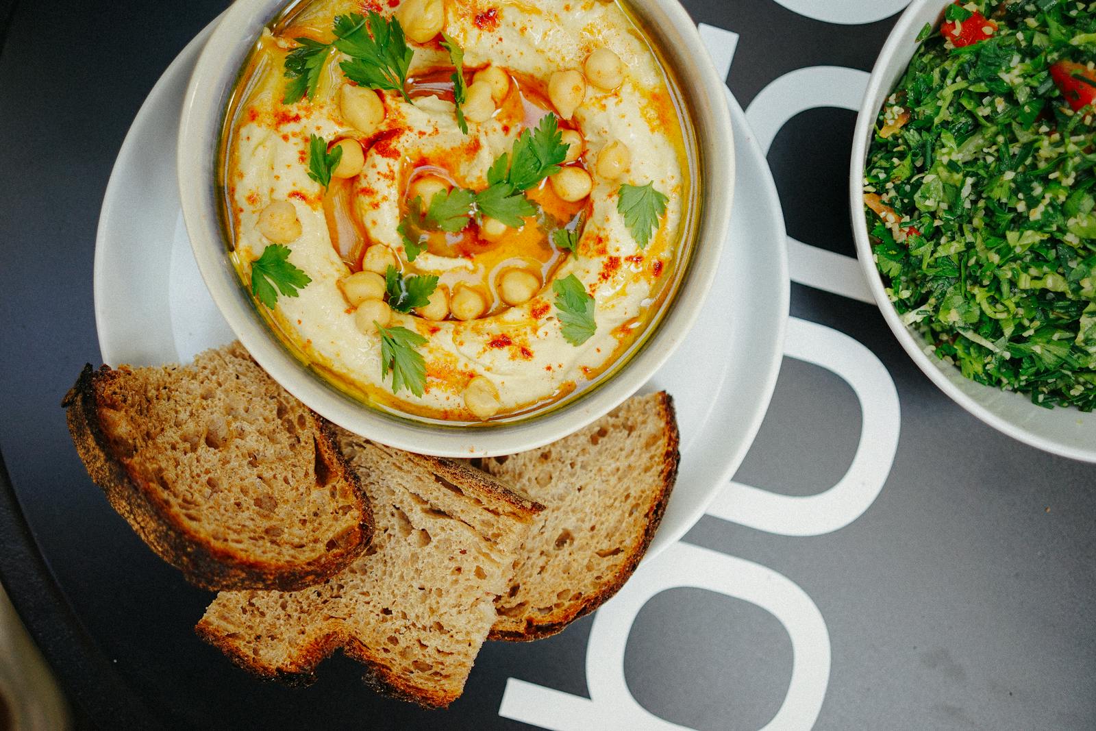 Hummus on White Ceramic Bowl